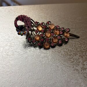 Elegant Pink and Orange Crystal Hair Clasp